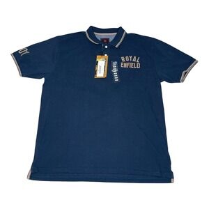 NWT Royal Enfield Mens Navy Blue Short Sleeve Polo Motorcycles Bikers Shirt 3XL